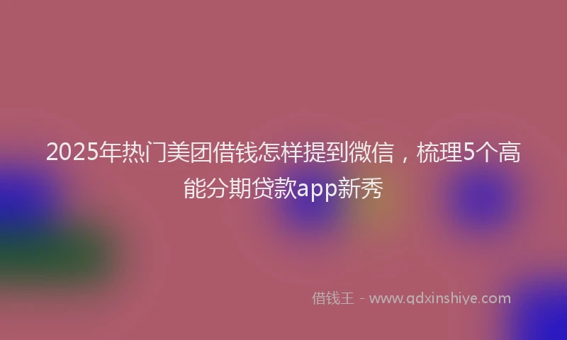 2025年热门美团借钱怎样提到微信，梳理5个高能分期贷款app新秀