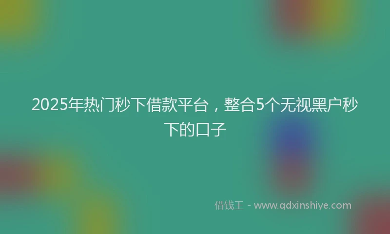 2025年热门秒下借款平台，整合5个无视黑户秒下的口子