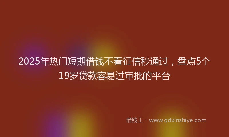 2025年热门短期借钱不看征信秒通过，盘点5个19岁贷款容易过审批的平台