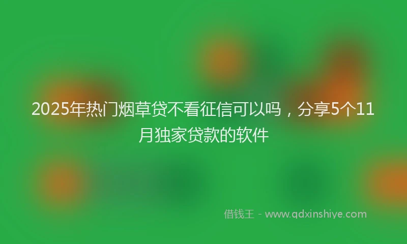 2025年热门烟草贷不看征信可以吗，分享5个11月独家贷款的软件