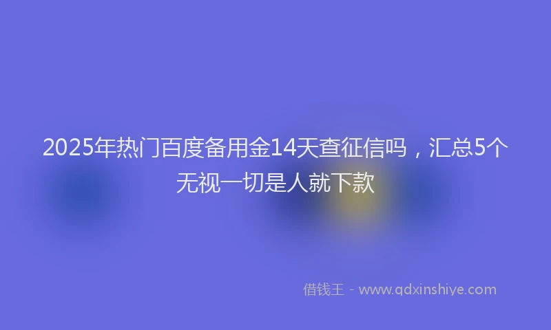 2025年热门百度备用金14天查征信吗，汇总5个无视一切是人就下款