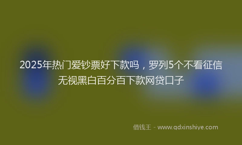2025年热门爱钞票好下款吗，罗列5个不看征信无视黑白百分百下款网贷口子