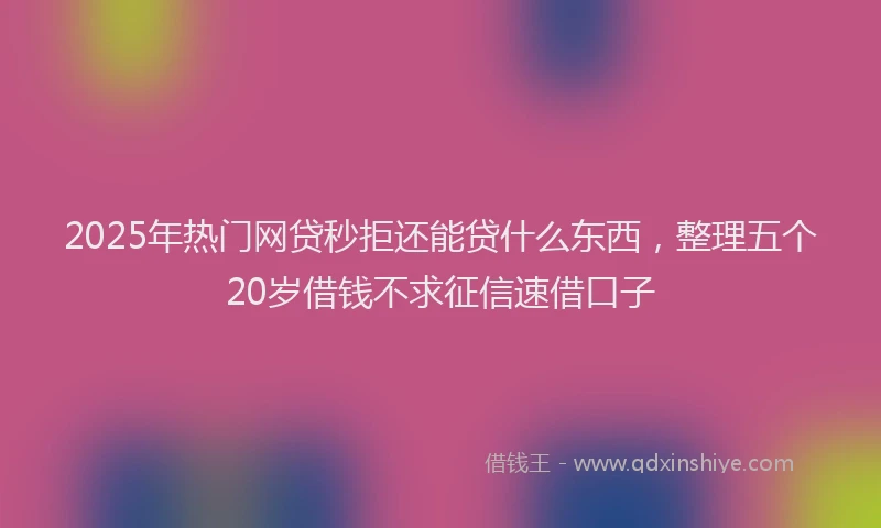 2025年热门网贷秒拒还能贷什么东西，整理五个20岁借钱不求征信速借口子