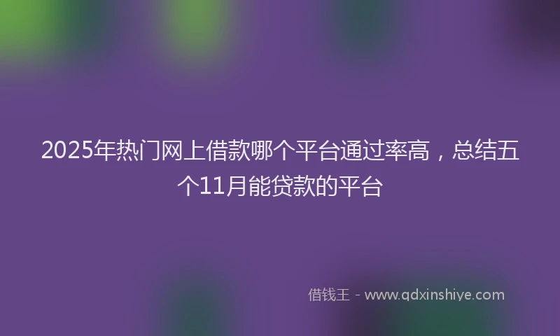 2025年热门网上借款哪个平台通过率高,总结五个11月能贷款的平台