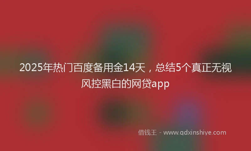 2025年热门百度备用金14天，总结5个真正无视风控黑白的网贷app