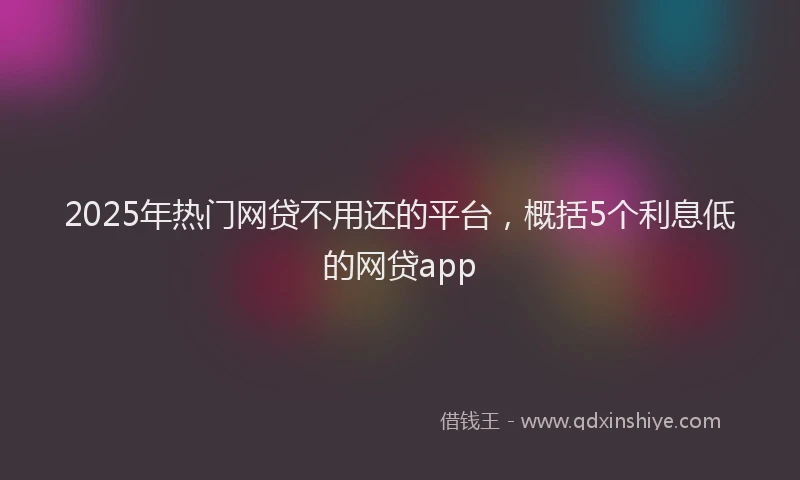 2025年热门网贷不用还的平台，概括5个利息低的网贷app