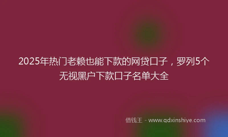 2025年热门老赖也能下款的网贷口子,罗列5个无视黑户下款口子名单大全
