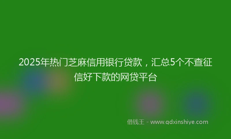 2025年热门芝麻信用银行贷款,汇总5个不查征信好下款的网贷平台