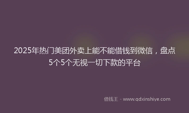 2025年热门美团外卖上能不能借钱到微信，盘点5个5个无视一切下款的平台