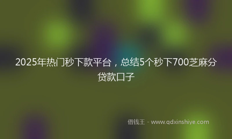 2025年热门秒下款平台，总结5个秒下700芝麻分贷款口子