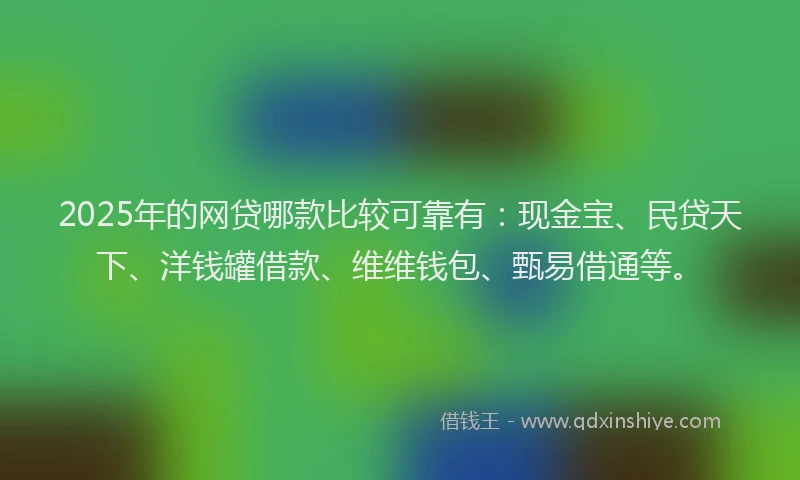 2025年的网贷哪款比较可靠有：现金宝、民贷天下、洋钱罐借款、维维钱包、甄易借通等。