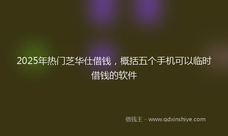 2025年热门芝华仕借钱，概括五个手机可以临时借钱的软件