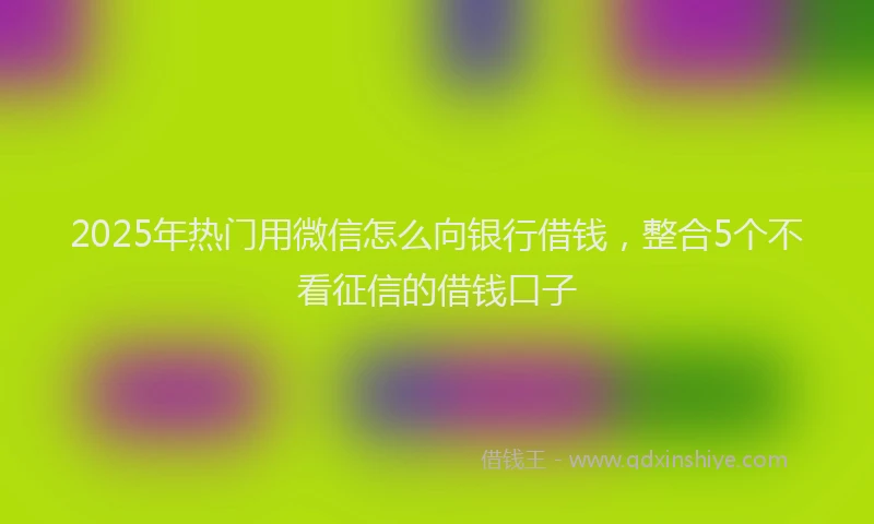 2025年热门用微信怎么向银行借钱,整合5个不看征信的借钱口子