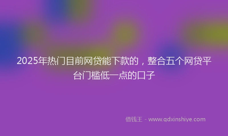 2025年热门目前网贷能下款的，整合五个网贷平台门槛低一点的口子