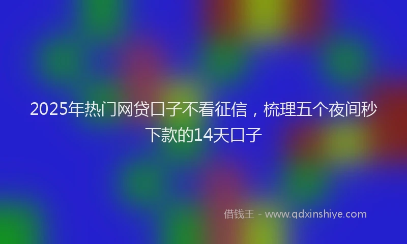 2025年热门网贷口子不看征信,梳理五个夜间秒下款的14天口子