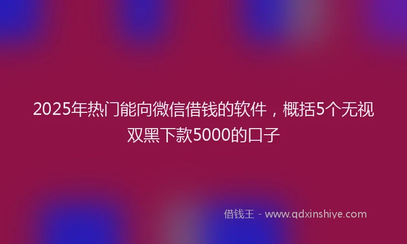 2025年热门能向微信借钱的软件，概括5个无视双黑下款5000的口子