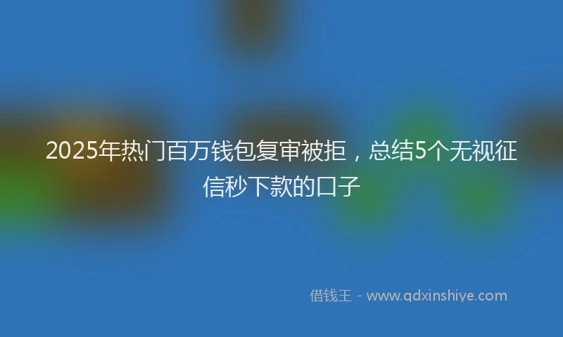 2025年热门百万钱包复审被拒，总结5个无视征信秒下款的口子