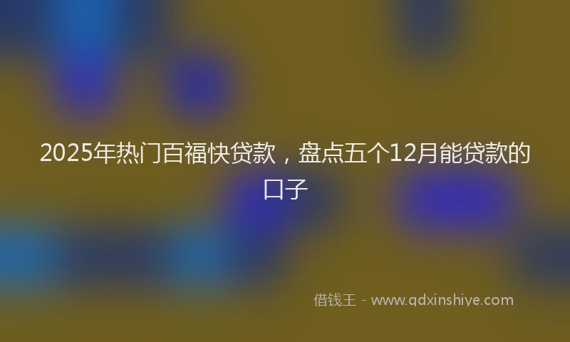 2025年热门百福快贷款，盘点五个12月能贷款的口子