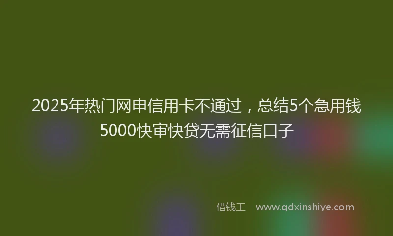 2025年热门网申信用卡不通过，总结5个急用钱5000快审快贷无需征信口子