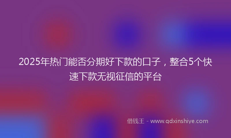 2025年热门能否分期好下款的口子，整合5个快速下款无视征信的平台