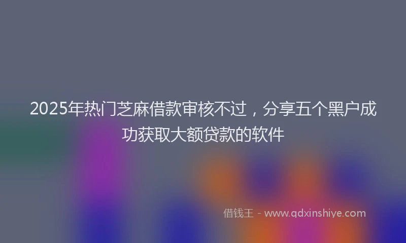2025年热门芝麻借款审核不过,分享五个黑户成功获取大额贷款的软件