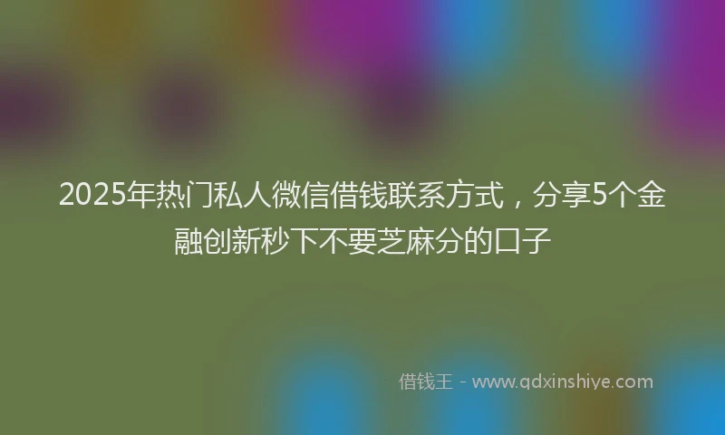2025年热门私人微信借钱联系方式，分享5个金融创新秒下不要芝麻分的口子