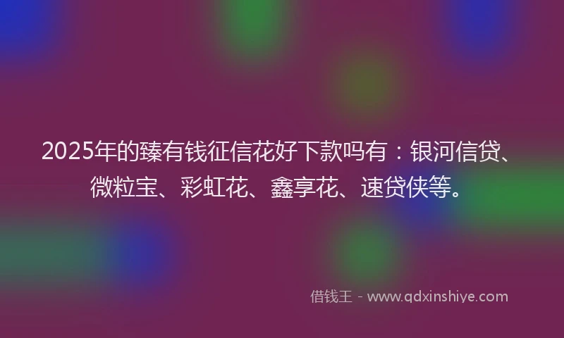 2025年的臻有钱征信花好下款吗有：银河信贷、微粒宝、彩虹花、鑫享花、速贷侠等。