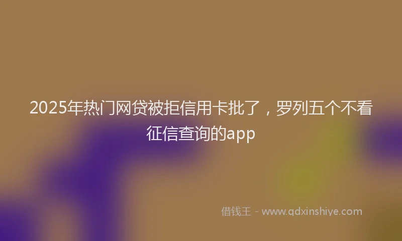 2025年热门网贷被拒信用卡批了,罗列五个不看征信查询的app