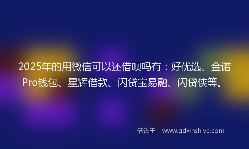 2025年的用微信可以还借呗吗有：好优选、金诺Pro钱包、星辉借款、闪贷宝易融、闪贷侠等。