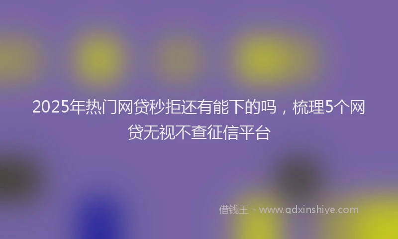 2025年热门网贷秒拒还有能下的吗，梳理5个网贷无视不查征信平台