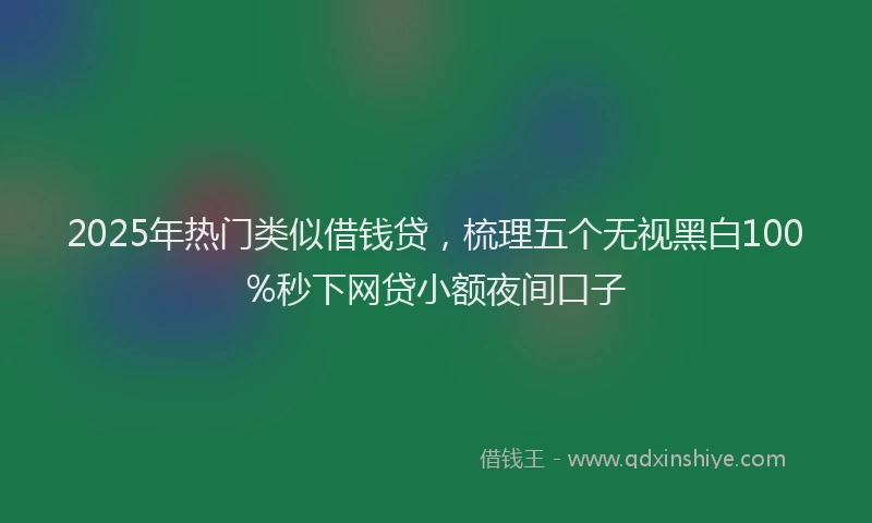 2025年热门类似借钱贷，梳理五个无视黑白100%秒下网贷小额夜间口子