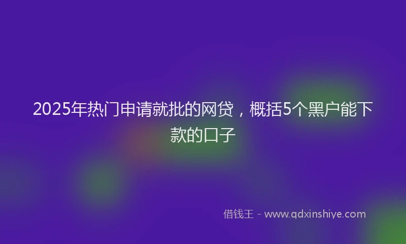 2025年热门申请就批的网贷，概括5个黑户能下款的口子