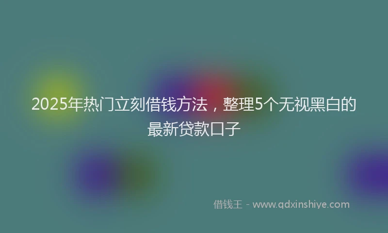 2025年热门立刻借钱方法，整理5个无视黑白的最新贷款口子