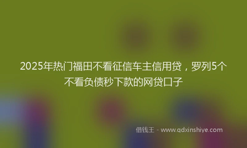 2025年热门福田不看征信车主信用贷，罗列5个不看负债秒下款的网贷口子