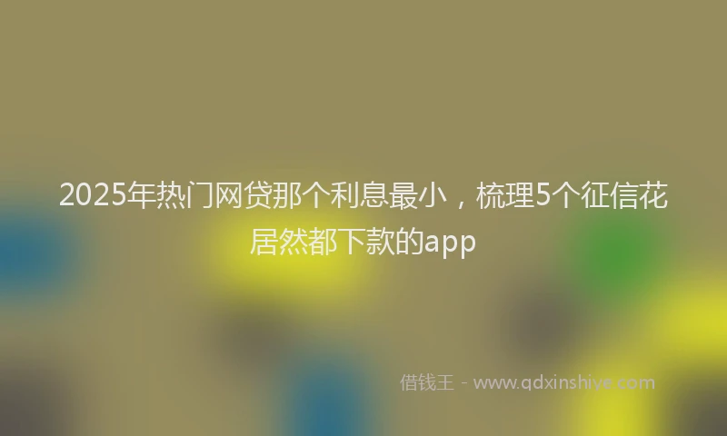 2025年热门网贷那个利息最小，梳理5个征信花居然都下款的app
