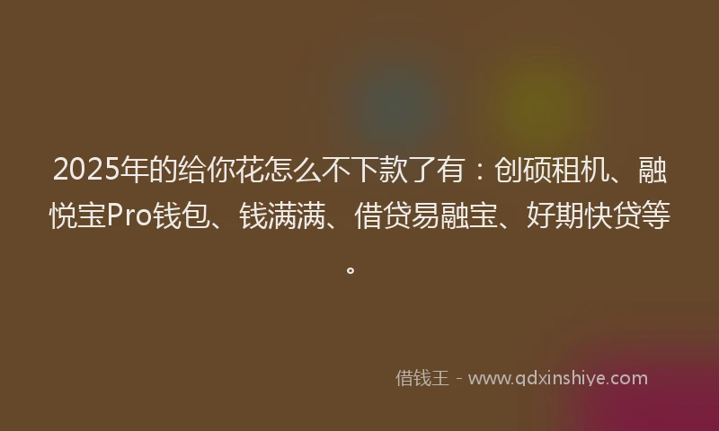2025年的给你花怎么不下款了有：创硕租机、融悦宝Pro钱包、钱满满、借贷易融宝、好期快贷等。