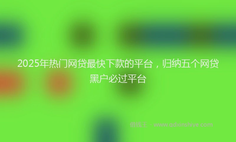 2025年热门网贷最快下款的平台，归纳五个网贷黑户必过平台