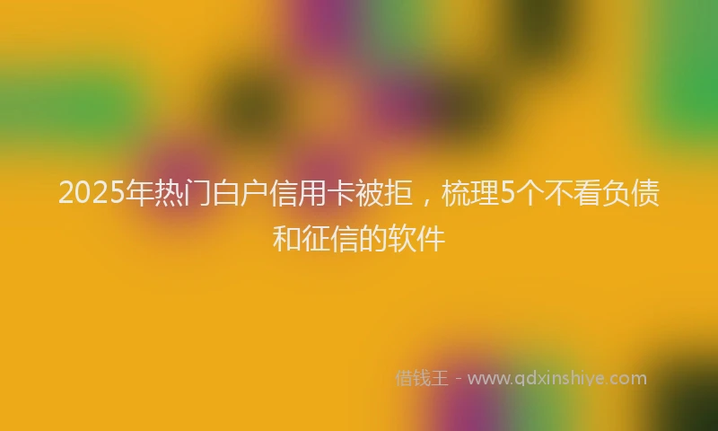 2025年热门白户信用卡被拒，梳理5个不看负债和征信的软件