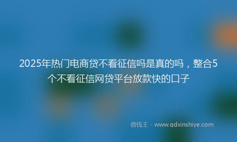 2025年热门电商贷不看征信吗是真的吗，整合5个不看征信网贷平台放款快的口子