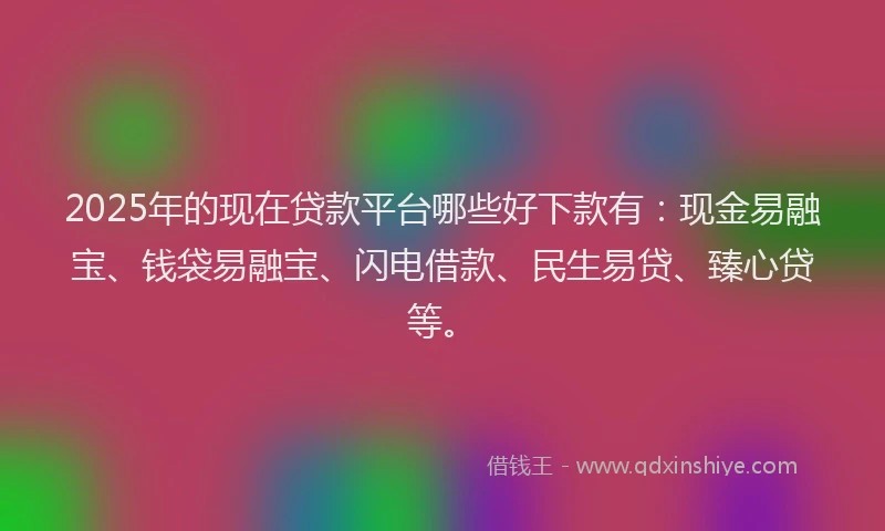 2025年的现在贷款平台哪些好下款有：现金易融宝、钱袋易融宝、闪电借款、民生易贷、臻心贷等。