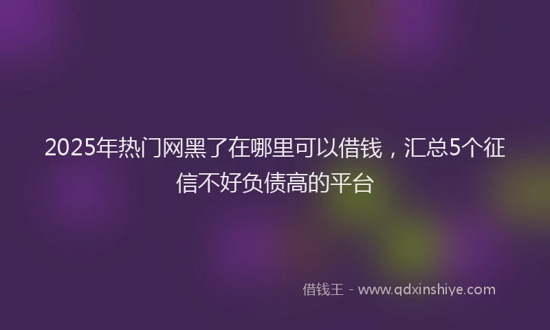 2025年热门网黑了在哪里可以借钱，汇总5个征信不好负债高的平台
