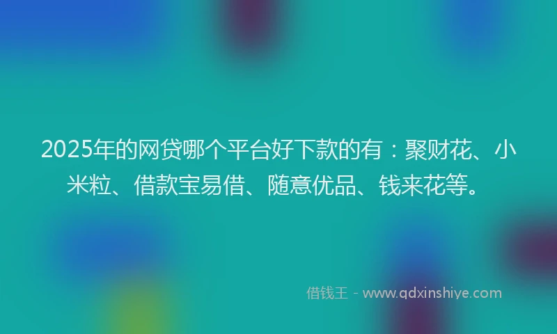 2025年的网贷哪个平台好下款的有：聚财花、小米粒、借款宝易借、随意优品、钱来花等。