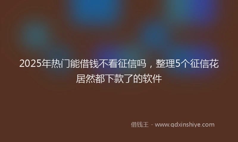 2025年热门能借钱不看征信吗,整理5个征信花居然都下款了的软件