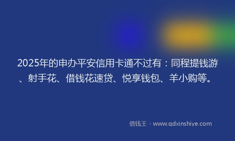 2025年的申办平安信用卡通不过有：同程提钱游、射手花、借钱花速贷、悦享钱包、羊小购等。