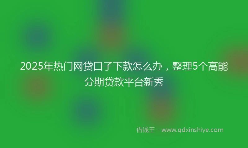 2025年热门网贷口子下款怎么办，整理5个高能分期贷款平台新秀