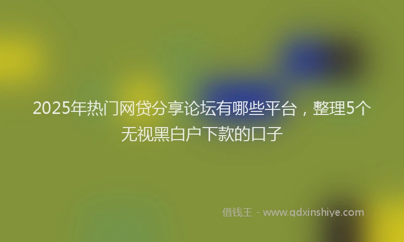 2025年热门网贷分享论坛有哪些平台，整理5个无视黑白户下款的口子