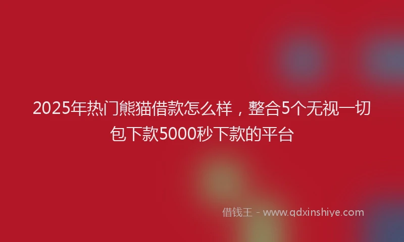 2025年热门熊猫借款怎么样，整合5个无视一切包下款5000秒下款的平台