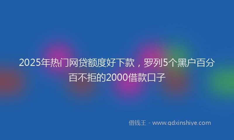 2025年热门网贷额度好下款，罗列5个黑户百分百不拒的2000借款口子