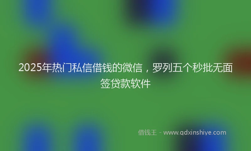 2025年热门私信借钱的微信，罗列五个秒批无面签贷款软件