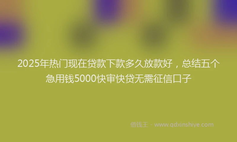 2025年热门现在贷款下款多久放款好，总结五个急用钱5000快审快贷无需征信口子